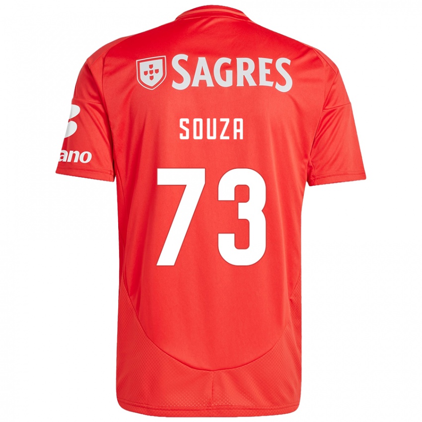 Hombre Camiseta Beni Souza #73 Rojo Blanco 1ª Equipación 2024/25 La Camisa Argentina