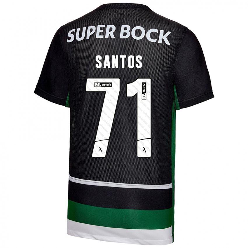 Hombre Camiseta Denilson Santos #71 Negro Blanco Verde 1ª Equipación 2024/25 La Camisa Argentina