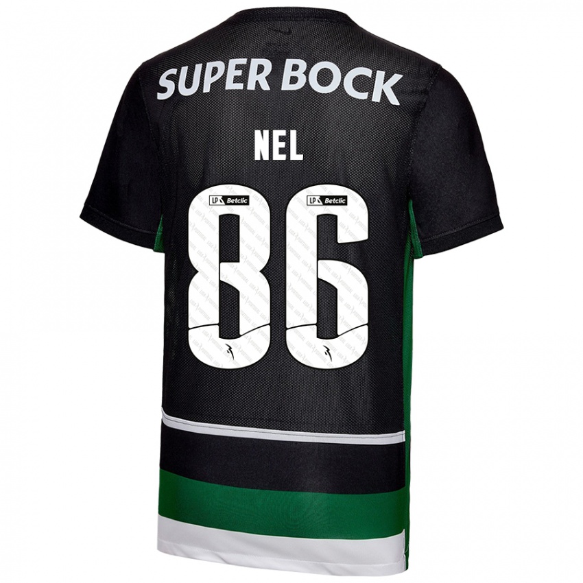 Hombre Camiseta Rafael Nel #86 Negro Blanco Verde 1ª Equipación 2024/25 La Camisa Argentina