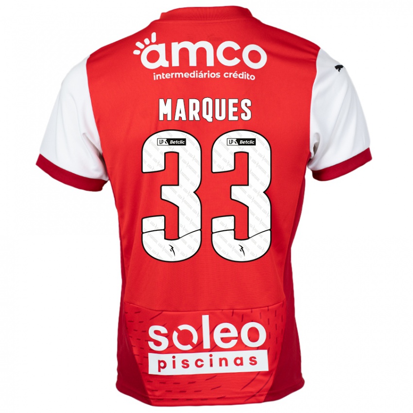 Hombre Camiseta João Marques #33 Rojo Blanco 1ª Equipación 2024/25 La Camisa Argentina