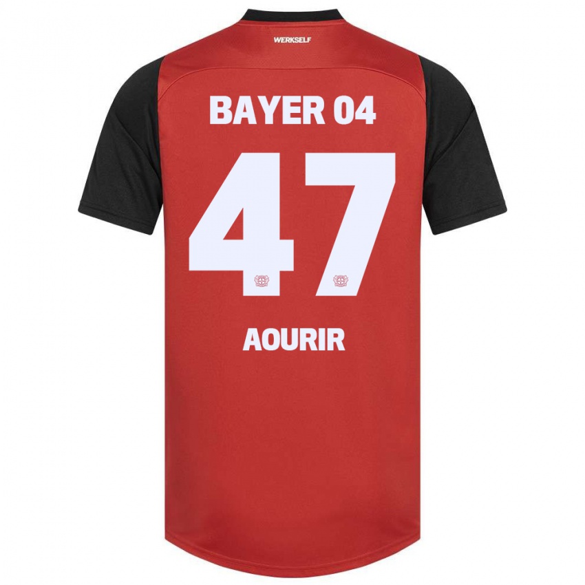 Hombre Camiseta Ayman Aourir #47 Rojo Negro 1ª Equipación 2024/25 La Camisa Argentina