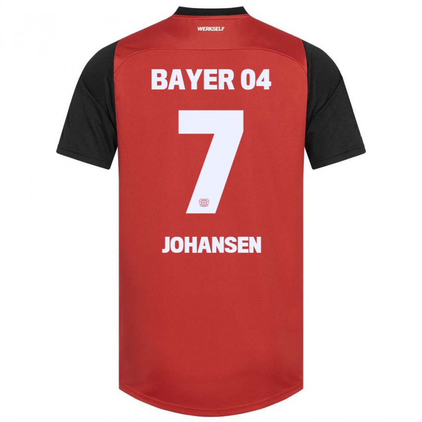 Hombre Camiseta Cecilie Johansen #7 Rojo Negro 1ª Equipación 2024/25 La Camisa Argentina