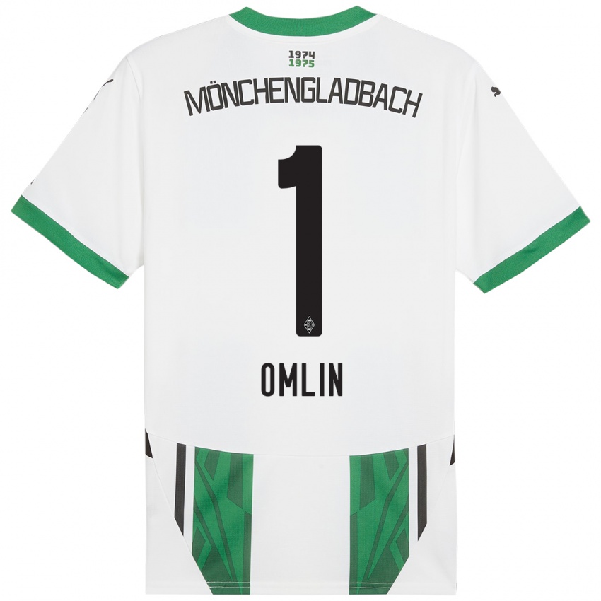 Hombre Camiseta Jonas Omlin #1 Blanco Verde 1ª Equipación 2024/25 La Camisa Argentina