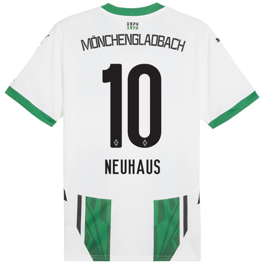 Hombre Camiseta Florian Neuhaus #10 Blanco Verde 1ª Equipación 2024/25 La Camisa Argentina