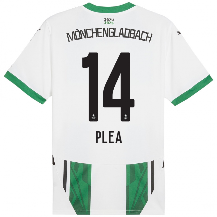 Hombre Camiseta Alassane Plea #14 Blanco Verde 1ª Equipación 2024/25 La Camisa Argentina