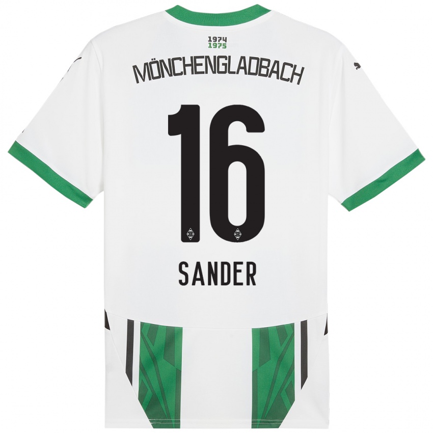 Hombre Camiseta Philipp Sander #16 Blanco Verde 1ª Equipación 2024/25 La Camisa Argentina