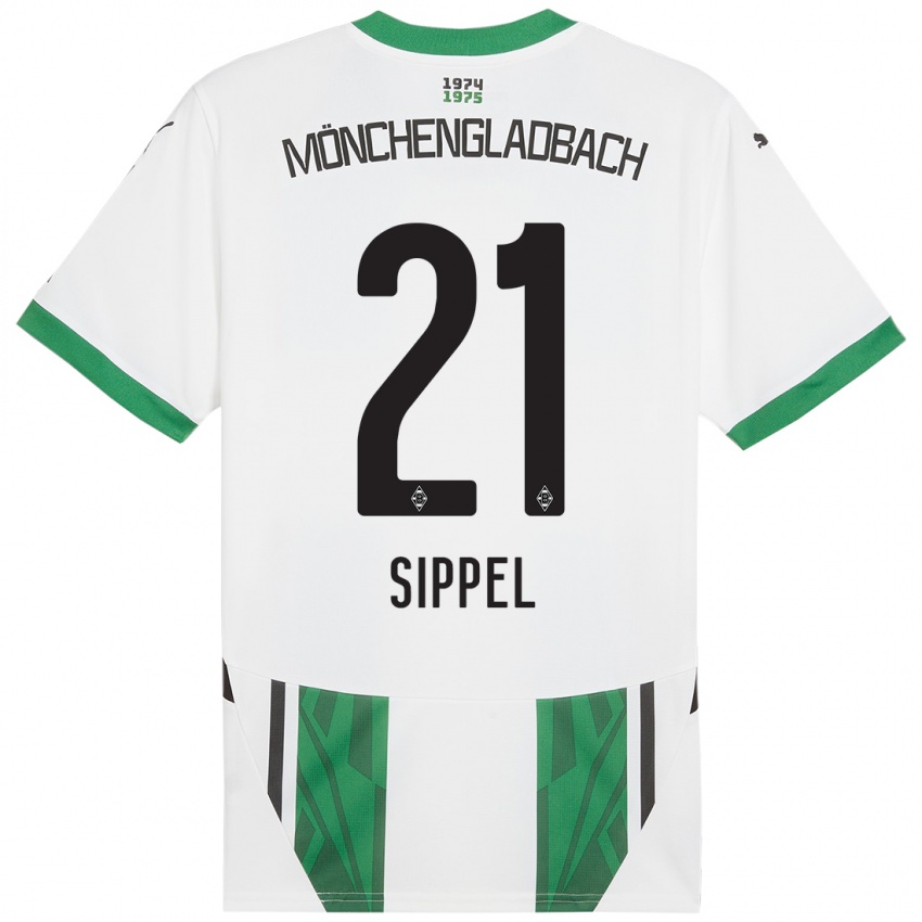 Hombre Camiseta Tobias Sippel #21 Blanco Verde 1ª Equipación 2024/25 La Camisa Argentina