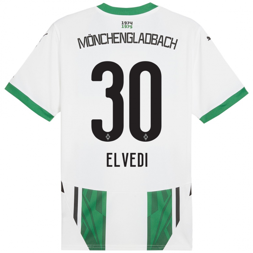 Hombre Camiseta Nico Elvedi #30 Blanco Verde 1ª Equipación 2024/25 La Camisa Argentina