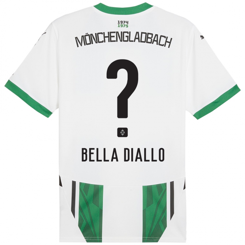 Hombre Camiseta Oumar Bella Diallo #0 Blanco Verde 1ª Equipación 2024/25 La Camisa Argentina