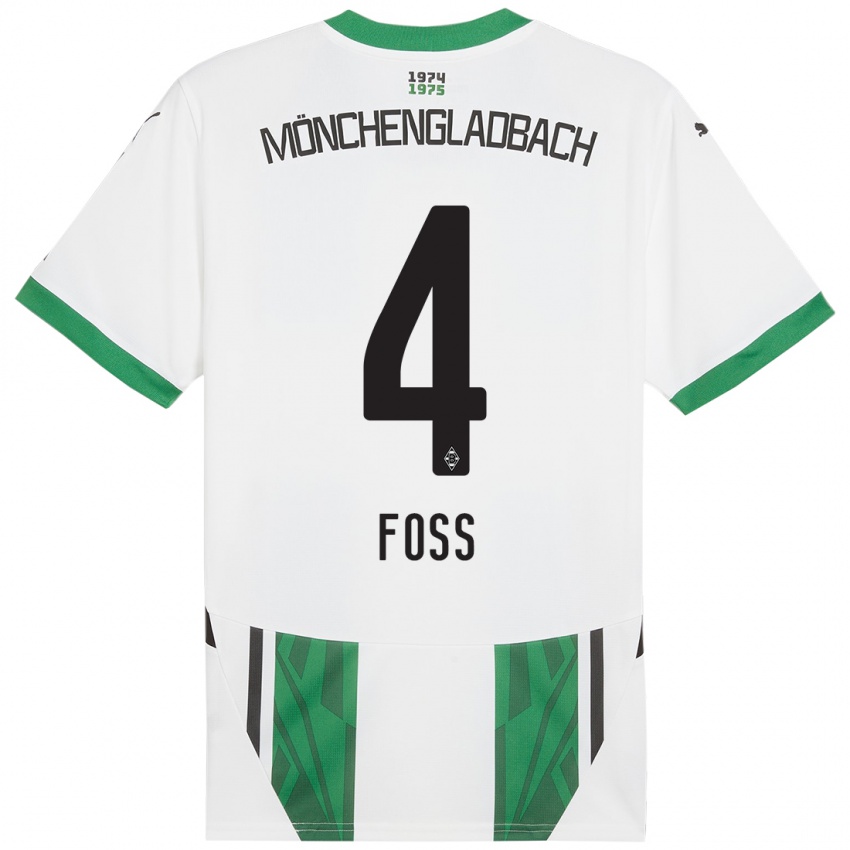 Hombre Camiseta Jonathan Foss #4 Blanco Verde 1ª Equipación 2024/25 La Camisa Argentina