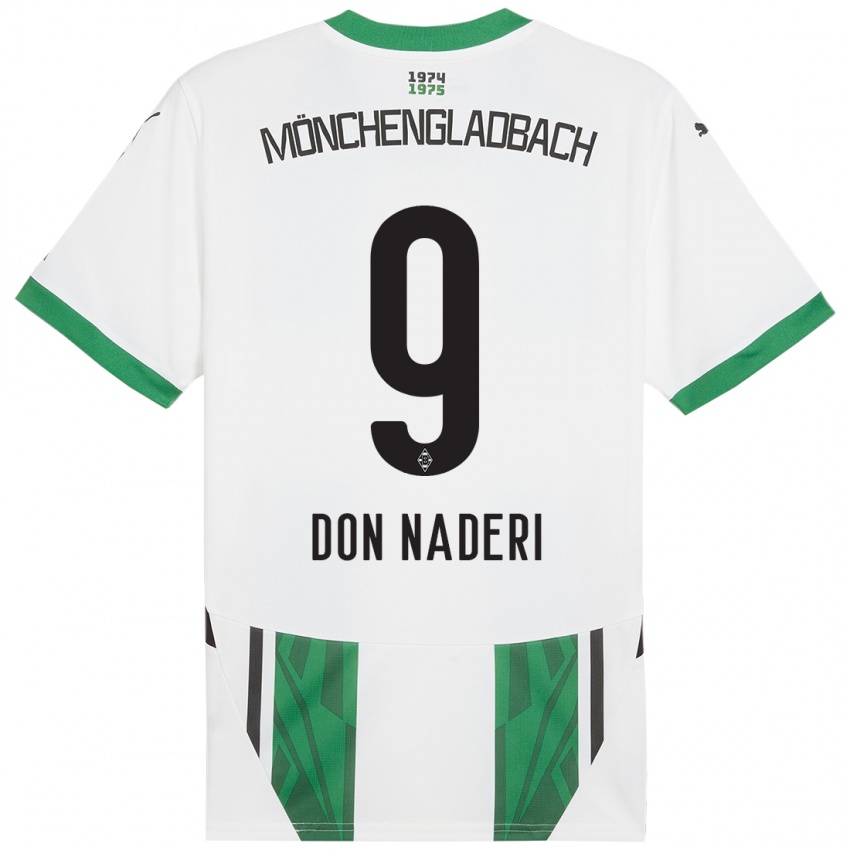 Hombre Camiseta Ryan Don Naderi #9 Blanco Verde 1ª Equipación 2024/25 La Camisa Argentina