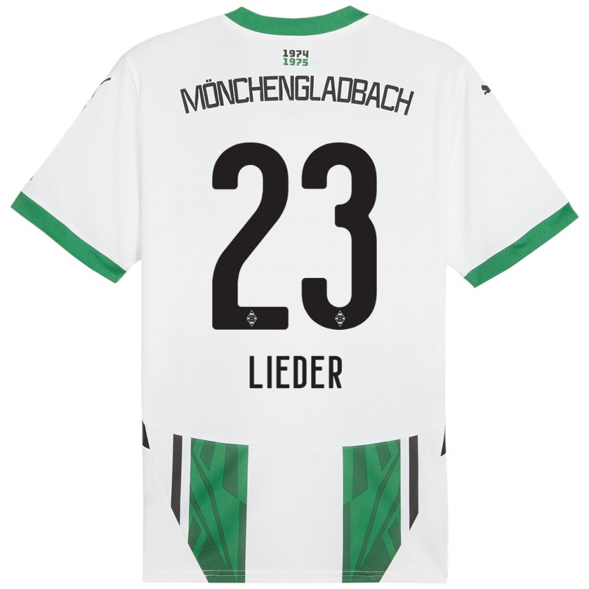 Hombre Camiseta Michel Lieder #23 Blanco Verde 1ª Equipación 2024/25 La Camisa Argentina