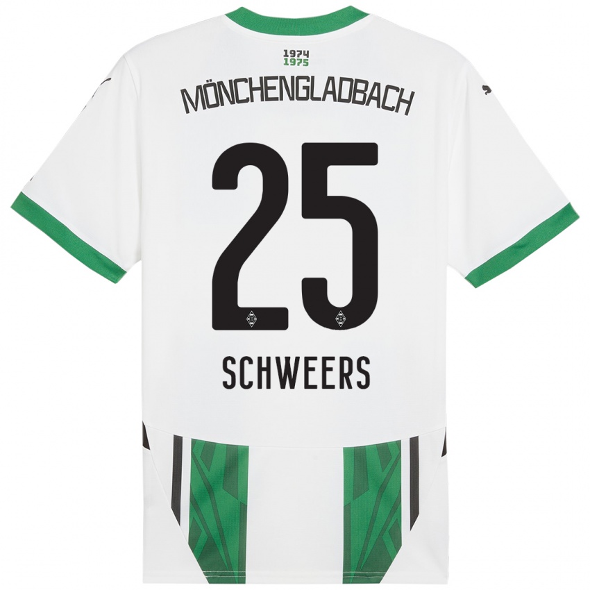 Hombre Camiseta Lion Schweers #25 Blanco Verde 1ª Equipación 2024/25 La Camisa Argentina