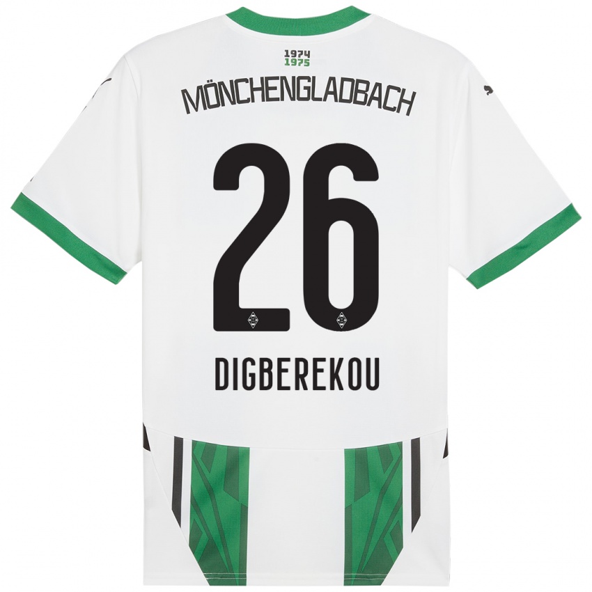 Hombre Camiseta Ibrahim Digberekou #26 Blanco Verde 1ª Equipación 2024/25 La Camisa Argentina