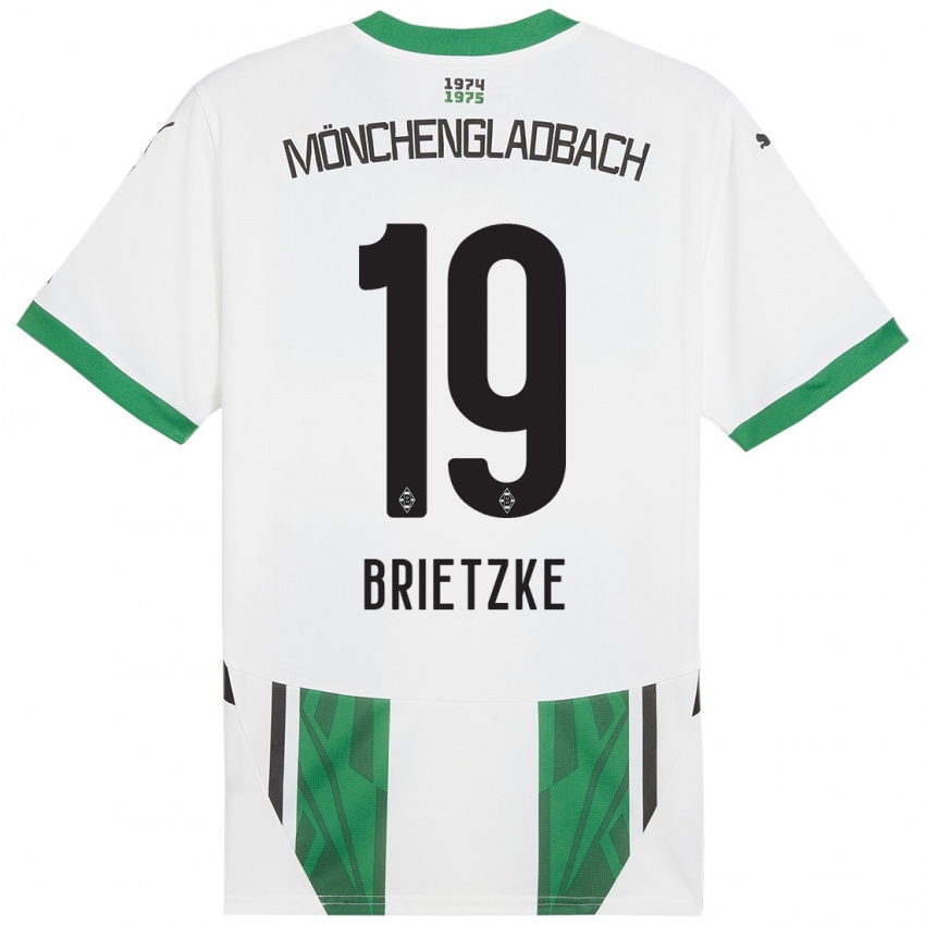 Hombre Camiseta Yvonne Brietzke #19 Blanco Verde 1ª Equipación 2024/25 La Camisa Argentina