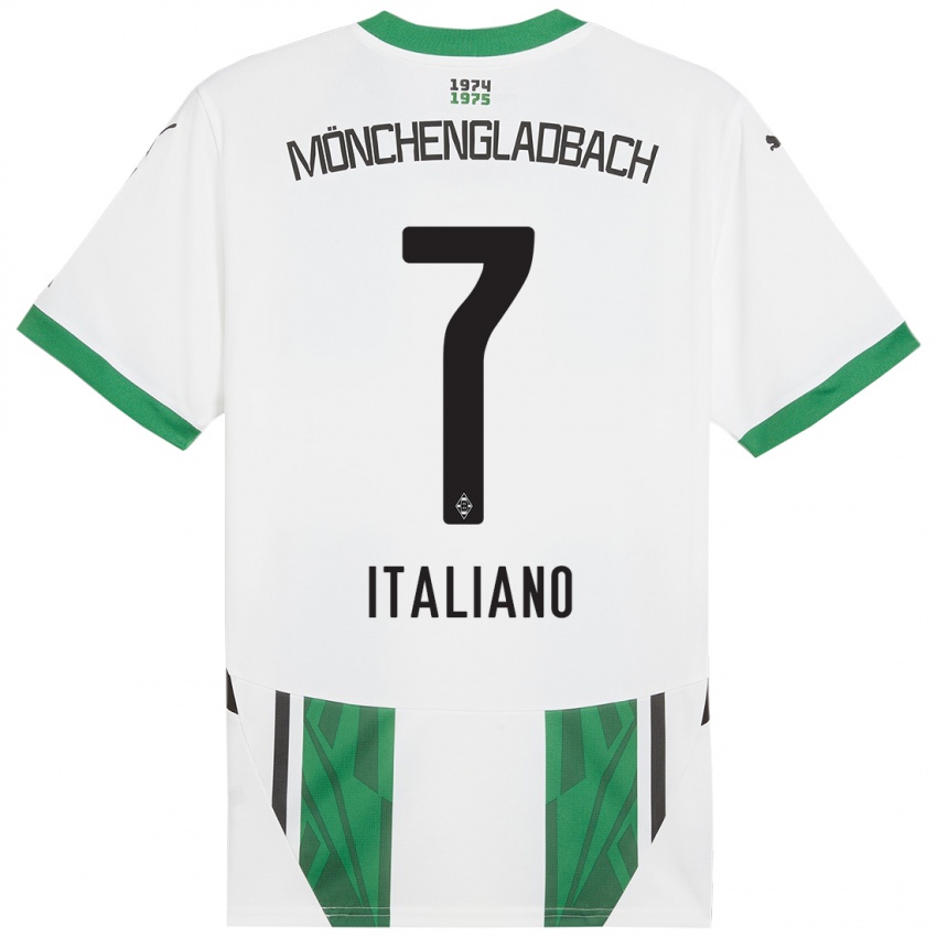 Hombre Camiseta Jacob Italiano #7 Blanco Verde 1ª Equipación 2024/25 La Camisa Argentina