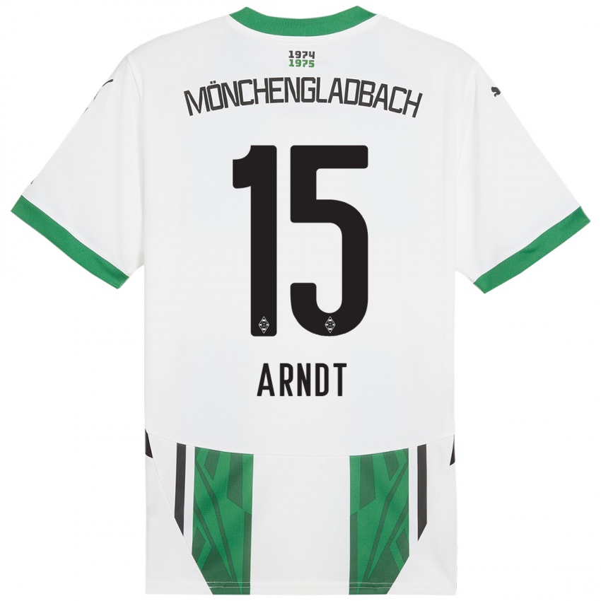 Hombre Camiseta Leo Arndt #15 Blanco Verde 1ª Equipación 2024/25 La Camisa Argentina