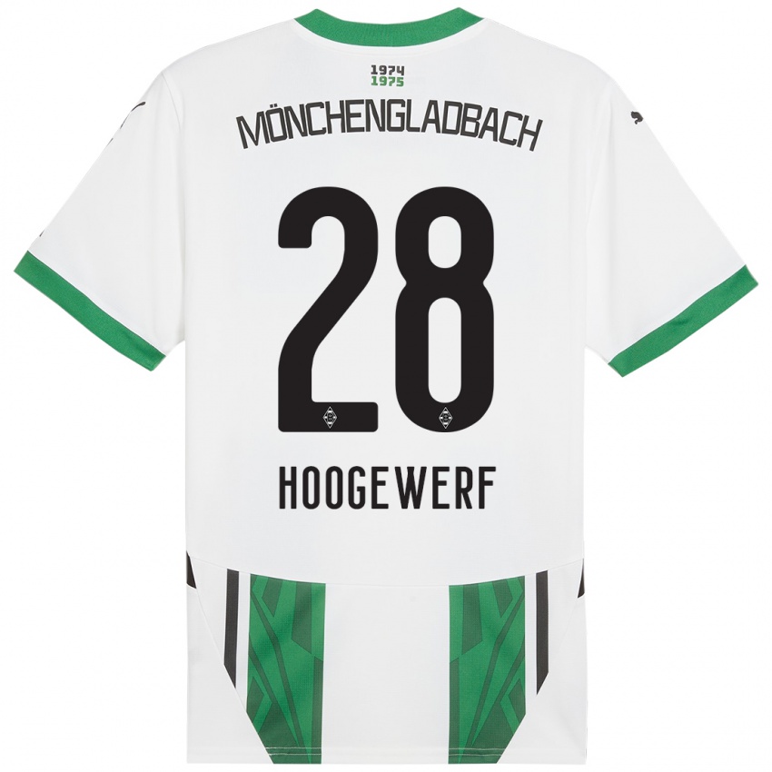 Hombre Camiseta Dillon Hoogewerf #28 Blanco Verde 1ª Equipación 2024/25 La Camisa Argentina