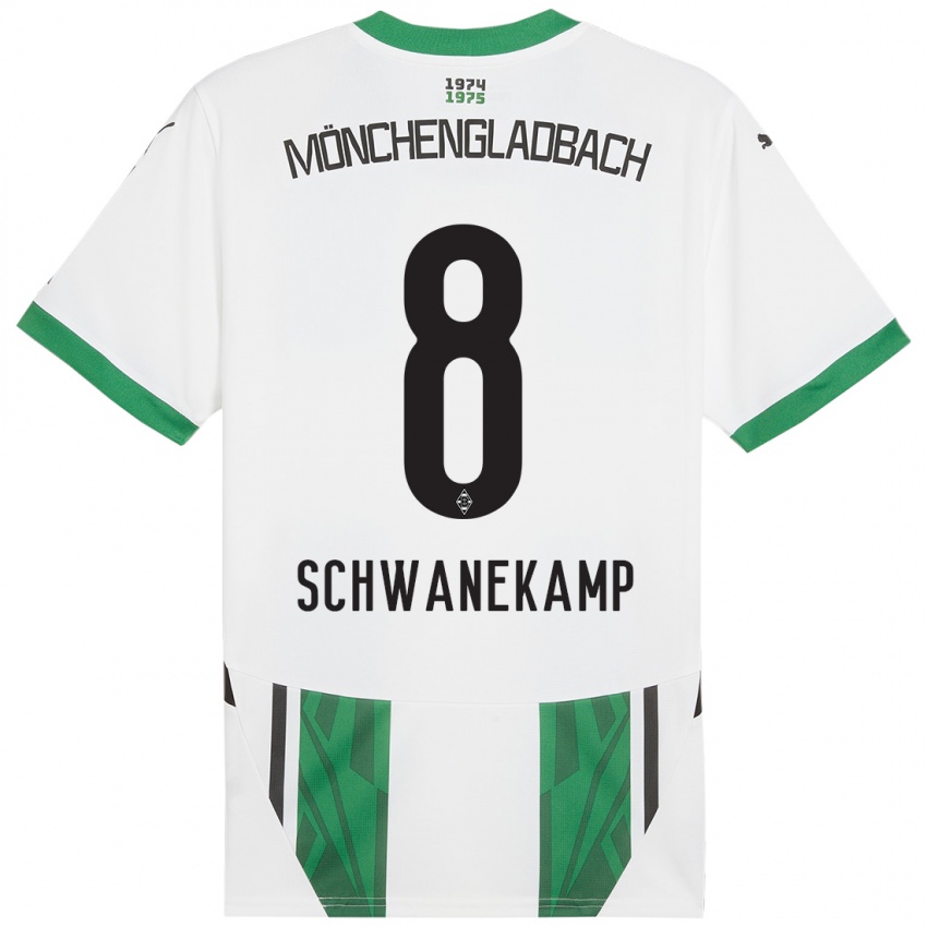 Hombre Camiseta Jana Schwanekamp #8 Blanco Verde 1ª Equipación 2024/25 La Camisa Argentina