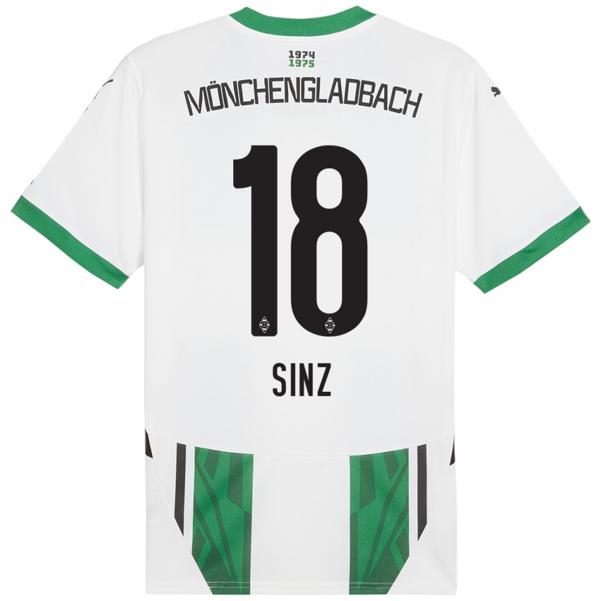 Hombre Camiseta Michelle Sinz #18 Blanco Verde 1ª Equipación 2024/25 La Camisa Argentina