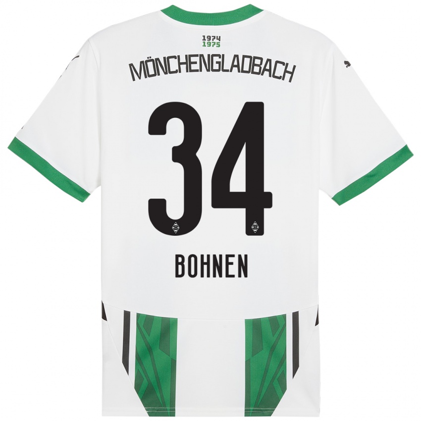 Hombre Camiseta Bohnen #34 Blanco Verde 1ª Equipación 2024/25 La Camisa Argentina