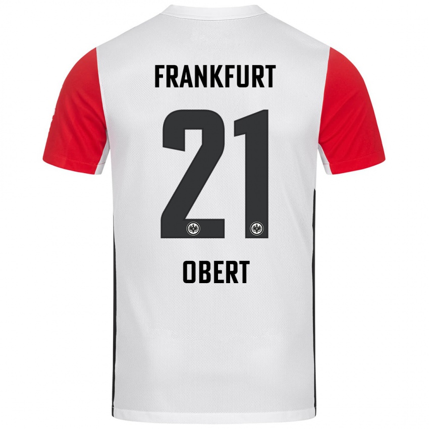 Hombre Camiseta Yuriy Obert #21 Blanco Rojo 1ª Equipación 2024/25 La Camisa Argentina