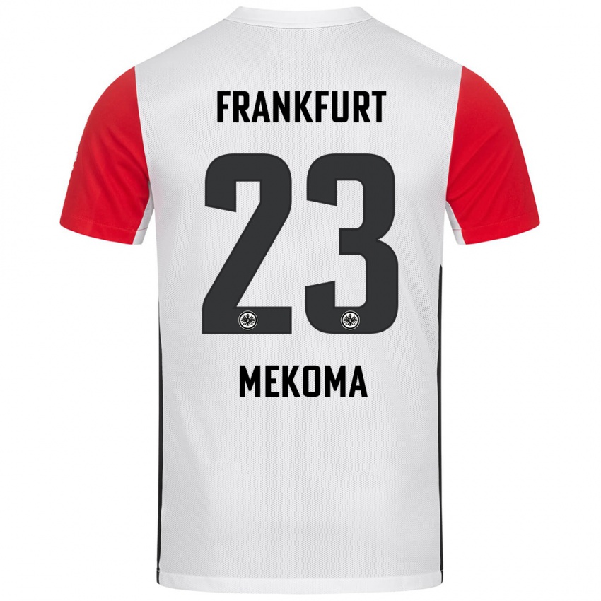 Hombre Camiseta Jamal Mekoma #23 Blanco Rojo 1ª Equipación 2024/25 La Camisa Argentina