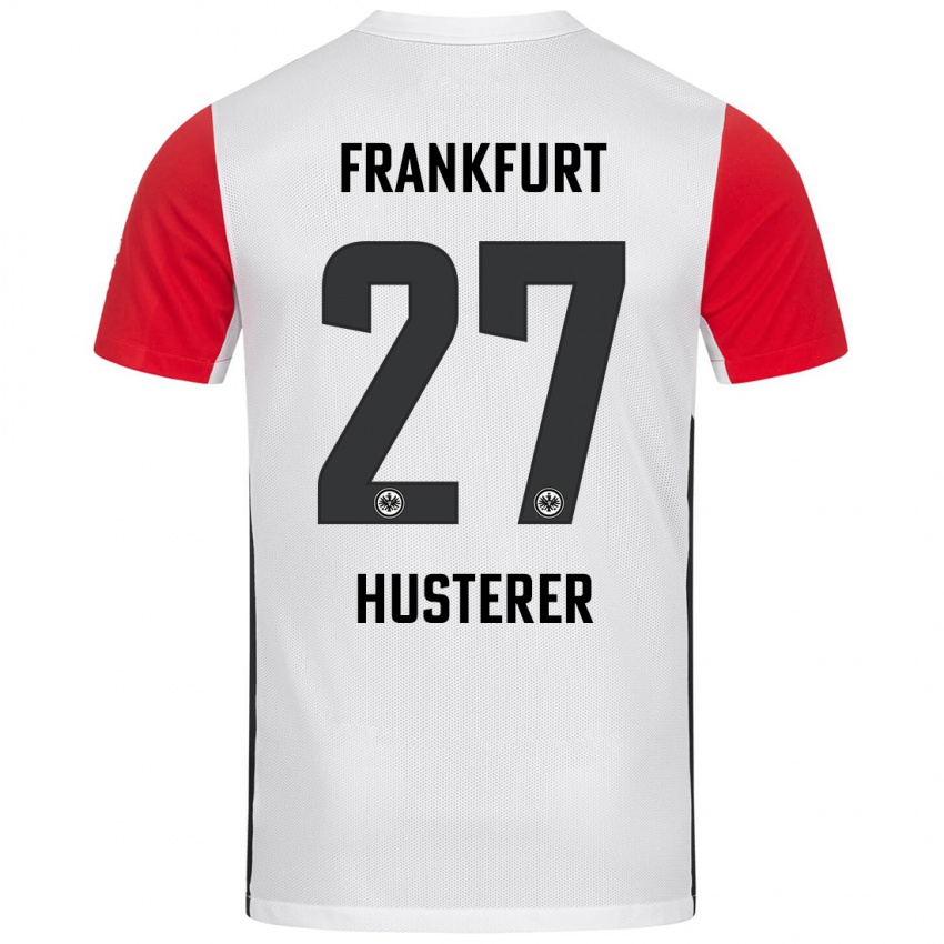 Hombre Camiseta Lean Husterer #27 Blanco Rojo 1ª Equipación 2024/25 La Camisa Argentina