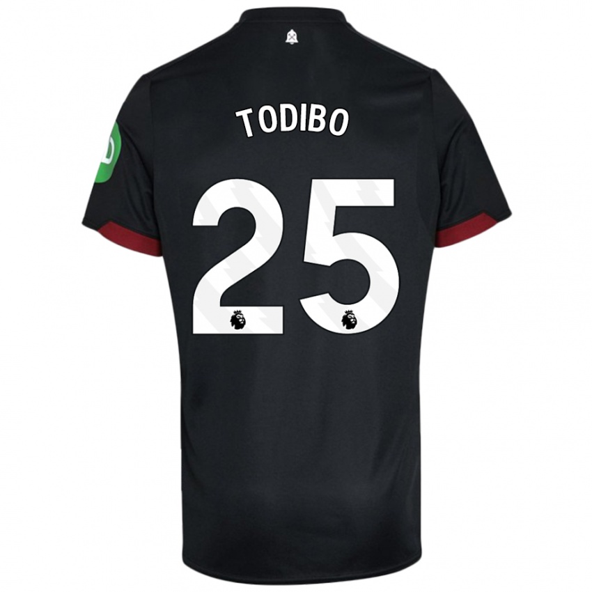 Hombre Camiseta Jean-Clair Todibo #25 Negro Blanco 2ª Equipación 2024/25 La Camisa Argentina