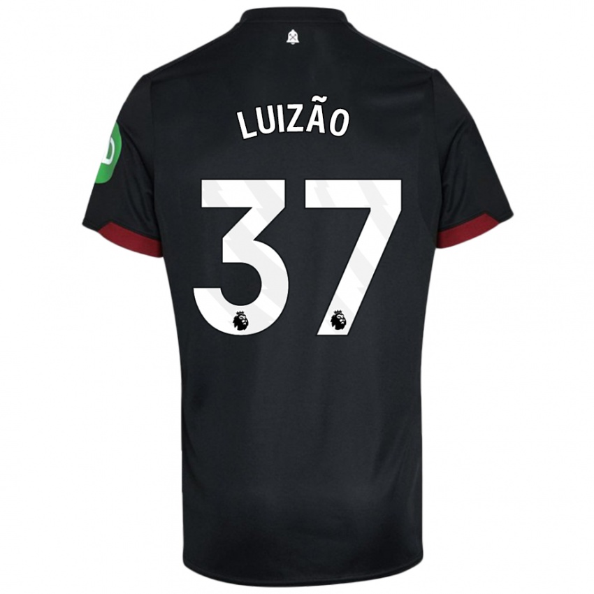 Hombre Camiseta Luizão #37 Negro Blanco 2ª Equipación 2024/25 La Camisa Argentina