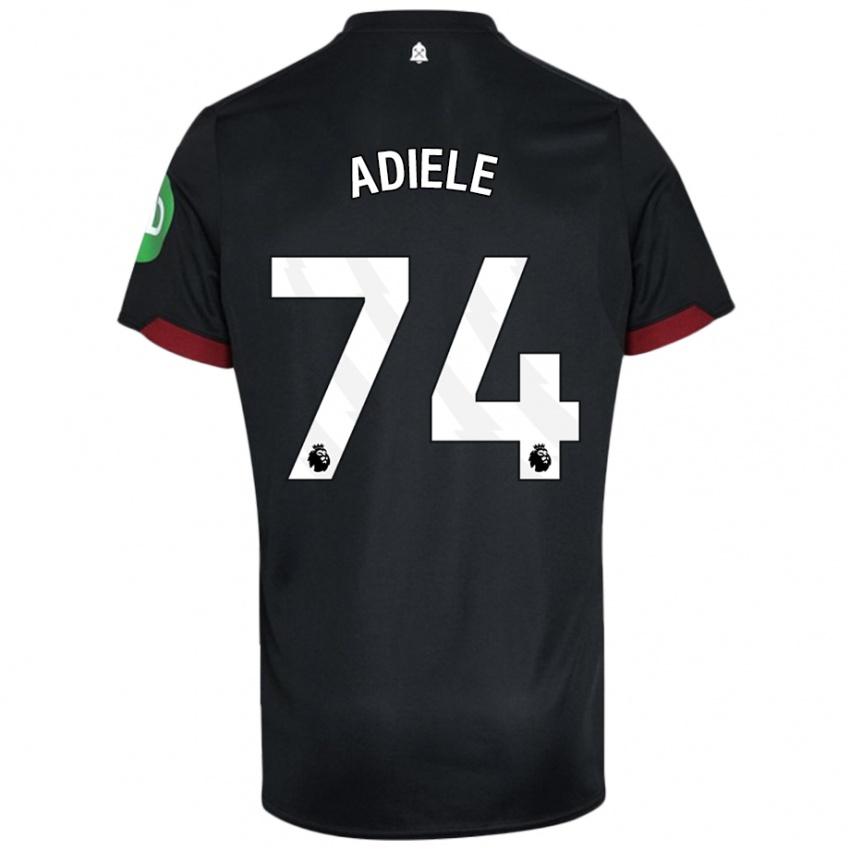 Hombre Camiseta Emeka Adiele #74 Negro Blanco 2ª Equipación 2024/25 La Camisa Argentina