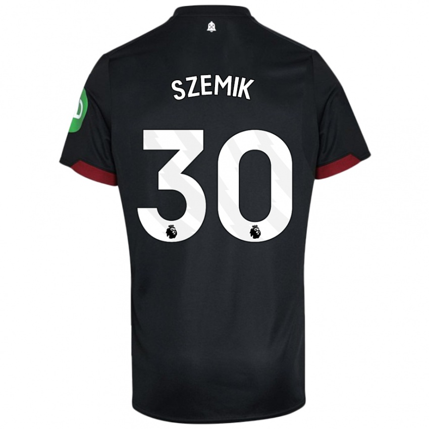 Hombre Camiseta Kinga Szemik #30 Negro Blanco 2ª Equipación 2024/25 La Camisa Argentina