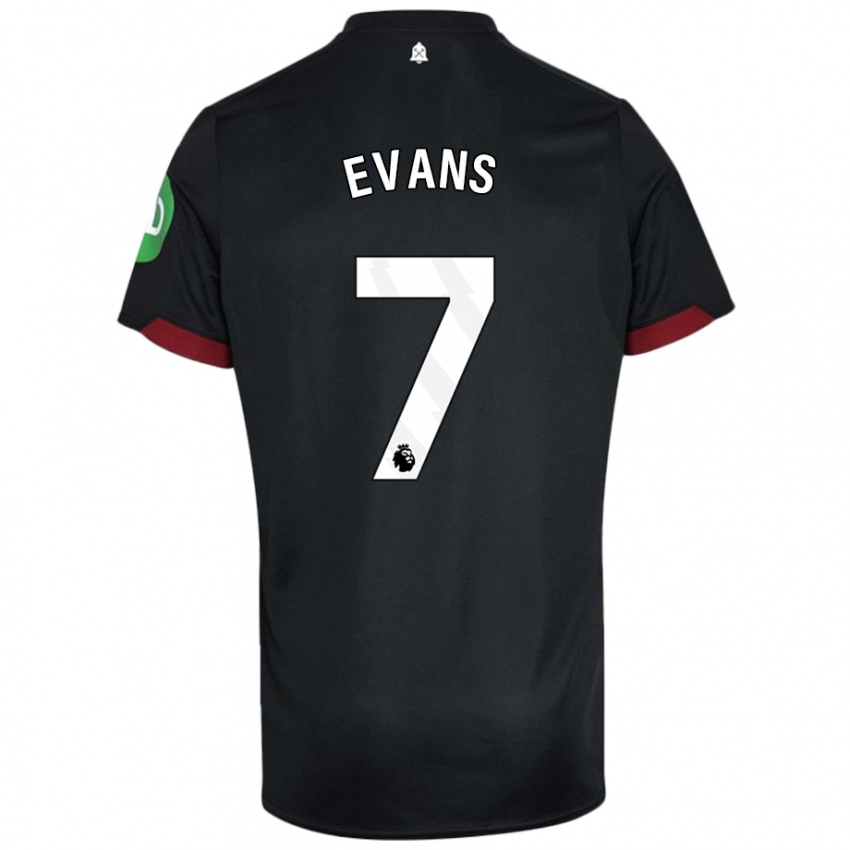 Hombre Camiseta Lisa Evans #7 Negro Blanco 2ª Equipación 2024/25 La Camisa Argentina