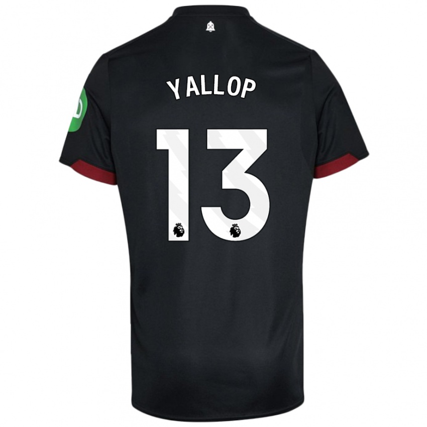 Hombre Camiseta Tameka Yallop #13 Negro Blanco 2ª Equipación 2024/25 La Camisa Argentina