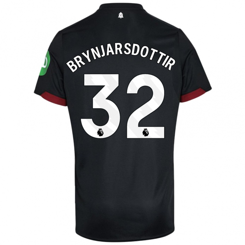 Hombre Camiseta Dagný Brynjarsdottir #32 Negro Blanco 2ª Equipación 2024/25 La Camisa Argentina