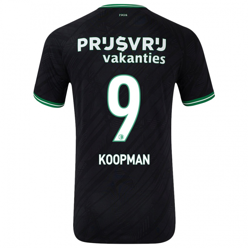 Hombre Camiseta Sanne Koopman #9 Negro Verde 2ª Equipación 2024/25 La Camisa Argentina