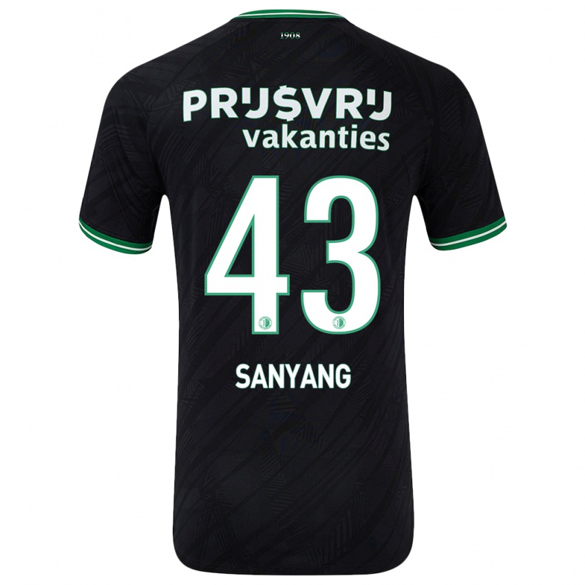 Hombre Camiseta Amadou-David Sanyang #43 Negro Verde 2ª Equipación 2024/25 La Camisa Argentina