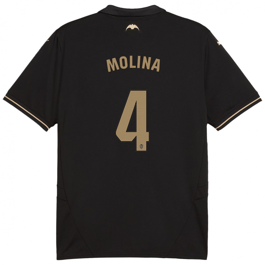 Hombre Camiseta María Molina #4 Negro 2ª Equipación 2024/25 La Camisa Argentina