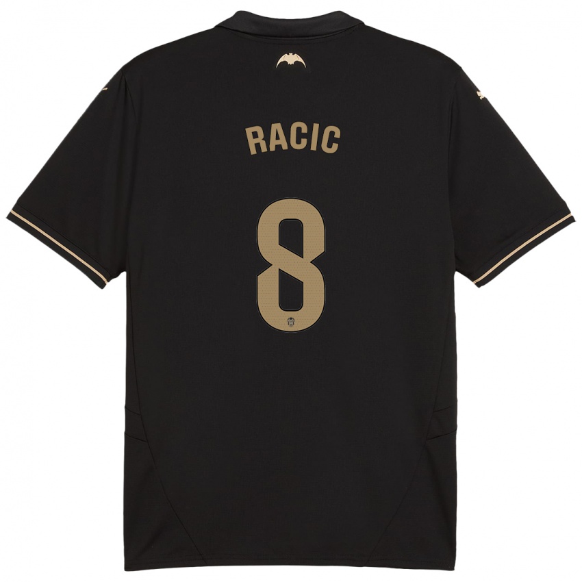 Hombre Camiseta Uros Racic #8 Negro 2ª Equipación 2024/25 La Camisa Argentina