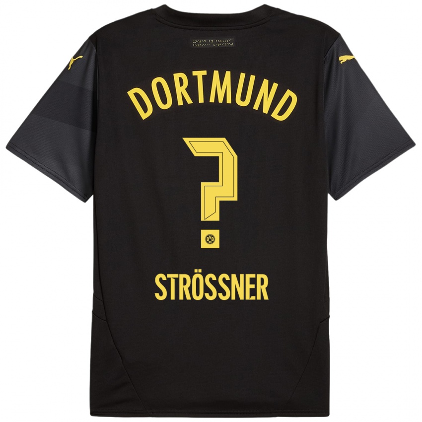 Hombre Camiseta Lenni Strößner #0 Negro Amarillo 2ª Equipación 2024/25 La Camisa Argentina