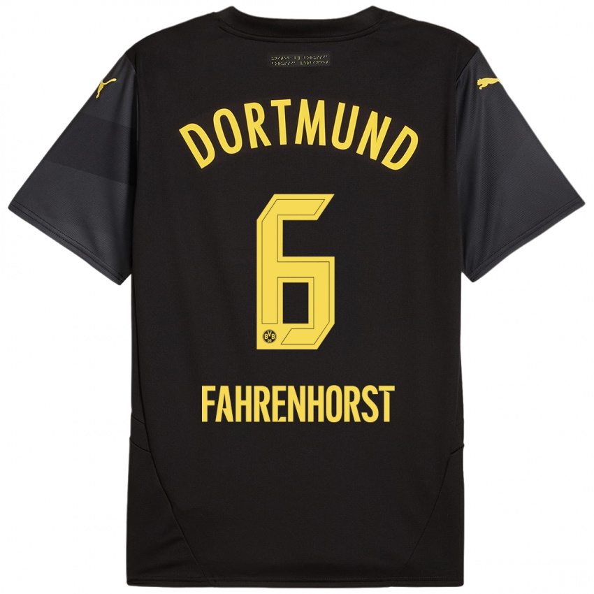 Hombre Camiseta Luke Fahrenhorst #6 Negro Amarillo 2ª Equipación 2024/25 La Camisa Argentina