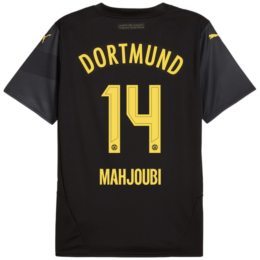 Hombre Camiseta Anas Mahjoubi #14 Negro Amarillo 2ª Equipación 2024/25 La Camisa Argentina