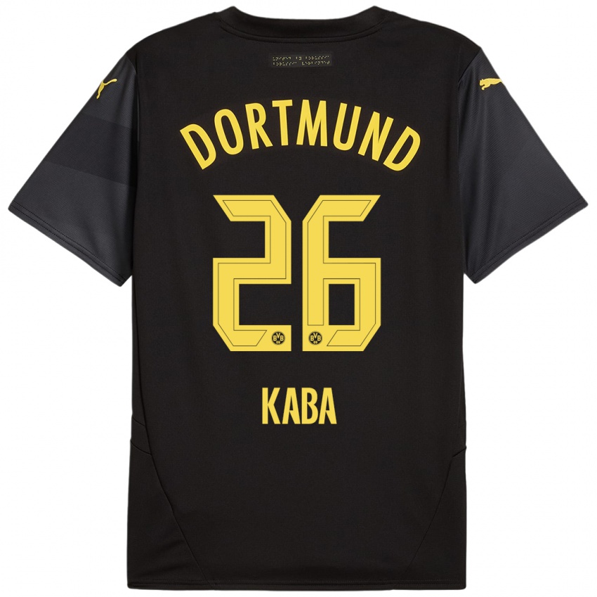 Hombre Camiseta Mussa Kaba #26 Negro Amarillo 2ª Equipación 2024/25 La Camisa Argentina