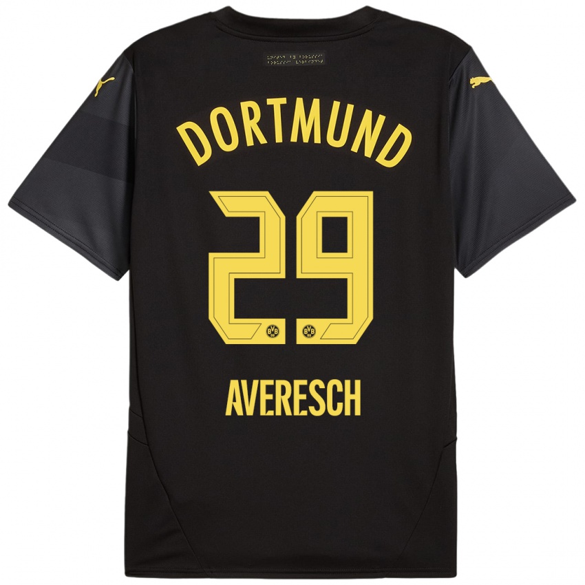 Hombre Camiseta Noah Averesch #29 Negro Amarillo 2ª Equipación 2024/25 La Camisa Argentina