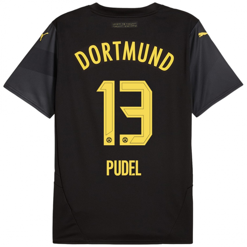 Hombre Camiseta Bjarne Pudel #13 Negro Amarillo 2ª Equipación 2024/25 La Camisa Argentina