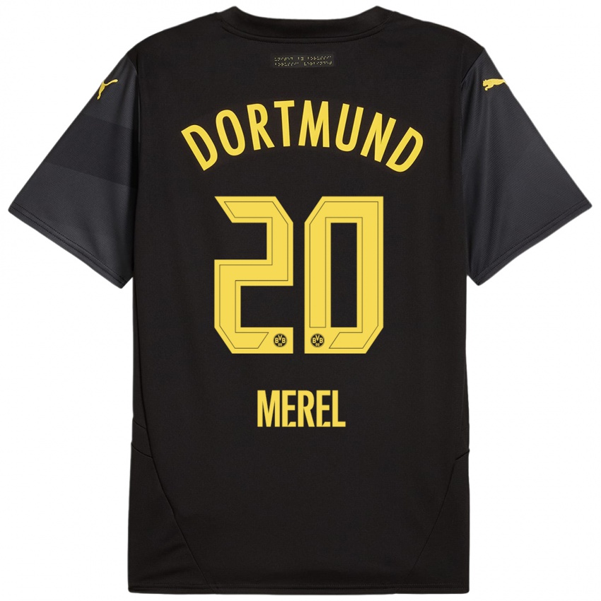 Hombre Camiseta Freriks Merel #20 Negro Amarillo 2ª Equipación 2024/25 La Camisa Argentina