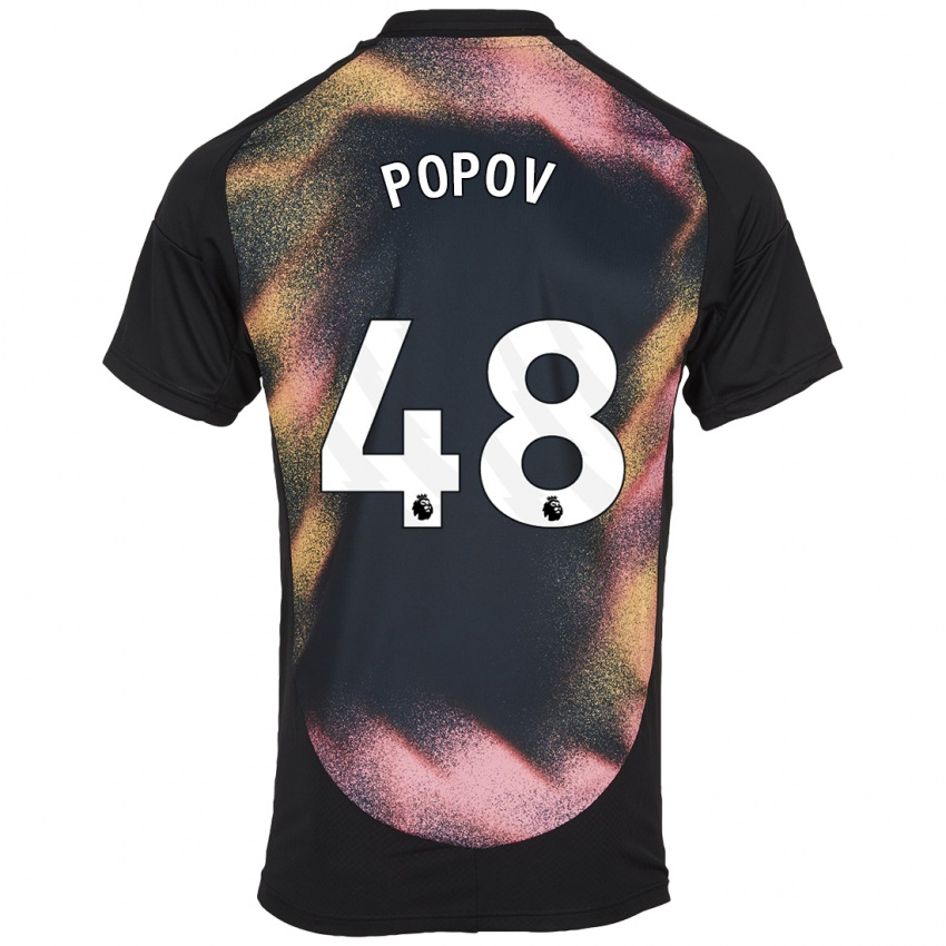 Hombre Camiseta Chris Popov #48 Negro Blanco 2ª Equipación 2024/25 La Camisa Argentina