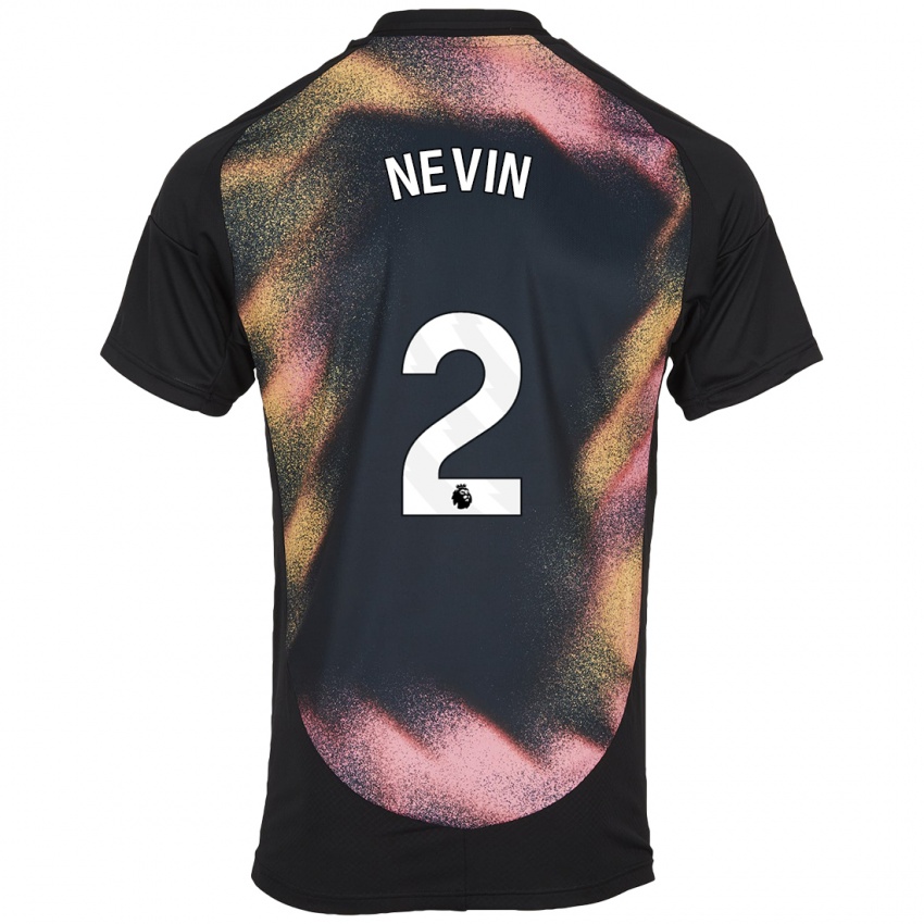 Hombre Camiseta Courtney Nevin #2 Negro Blanco 2ª Equipación 2024/25 La Camisa Argentina