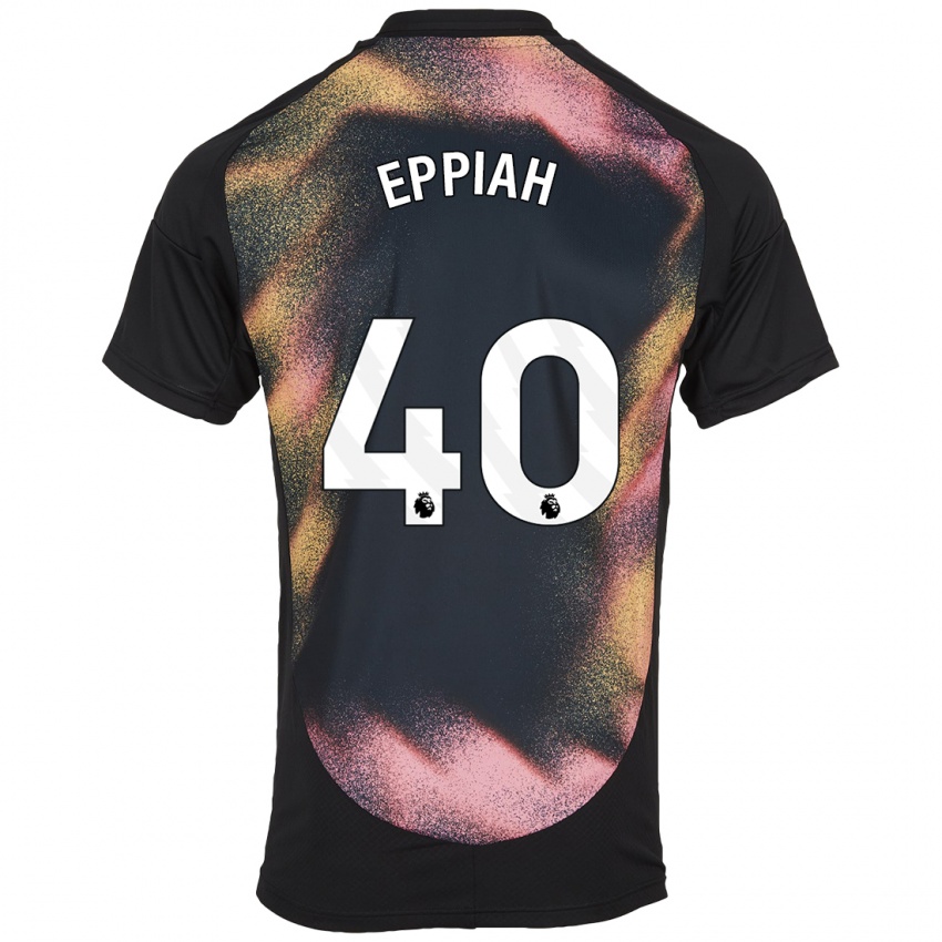 Hombre Camiseta Josh Eppiah #40 Negro Blanco 2ª Equipación 2024/25 La Camisa Argentina