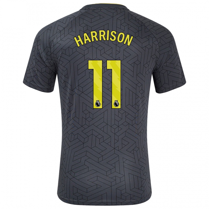 Hombre Camiseta Jack Harrison #11 Negro Amarillo 2ª Equipación 2024/25 La Camisa Argentina